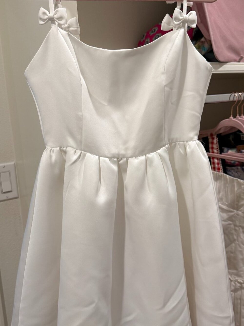 ELLIATT White Bow-Strap Fit-and-Flare Mini Dress Size Small